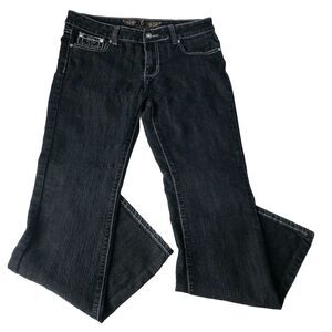 JZ Premium Juniors Black Denim Boot Cut Jeans Embellished Size 9